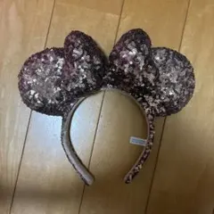 ブラウン系スパンコールミッキー耳カチューシャ