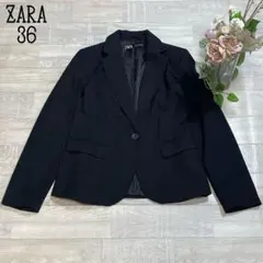 【ZARAザラ】テーラードジャケット　ストレッチ　大人カジュアル　ブラック　黒S