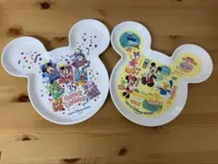 ミッキー型のディズニースーベニアプレート　35周年プレートの2セット