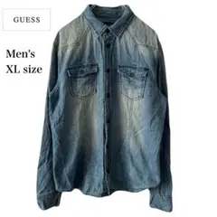 GUESS ゲス 長袖 デニムシャツ メンズ XL ライトブルーのサムネイル