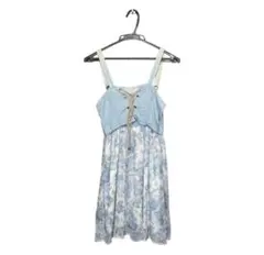 花柄デニムキャミワンピース ミニ丈 夏服