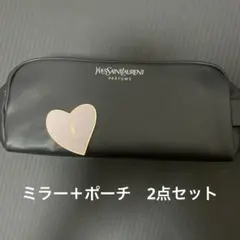 Yves Saint Laurent ブラックポーチ ハートミラー付き