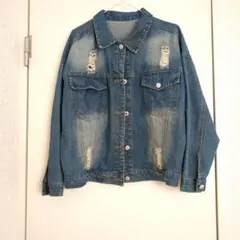 デニムジャケット バックプリント付き