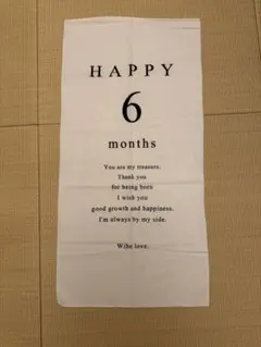 ハーフバースデー　タペストリー　Happy 6month ホワイト　クリップ付き