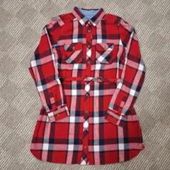 バーバリーブルーレーベル ベルト付きシャツ ワンピース チェック柄 M