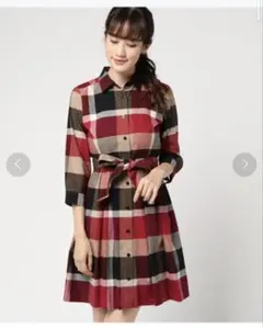 17AW チェックシャツワンピース ブルーレーベル クレストブリッジ