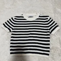 ZARA ザラ　Mサイズ ストライプ 半袖ニットセーター