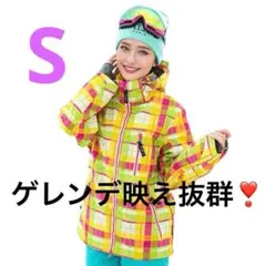 派手可愛い❣️スノボードウェア スキーウェア　ジャケット チェック柄　雪遊び