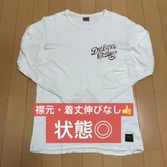 デラックスウエア　ロゴ　Tシャツ　ロンT ロングスリーブ　オートミール　ホワイト