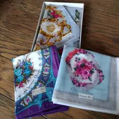 (sily sily様専用) Christian Dior 花柄ハンカチ3枚