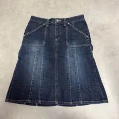 CLATHAS ダークブルー デニムスカート　ひざ丈スカートのサムネイル