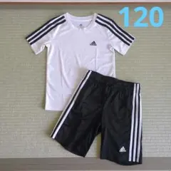 アディダス ジャージ上下 120 白黒 半袖 ハーフパンツ AEROREADY