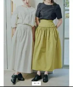 アイボリー ロングスカート フレア