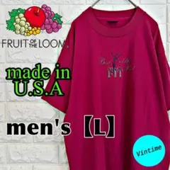 y585 USA製【FRUIT OF THE LOOM】プリントT【メンズL】