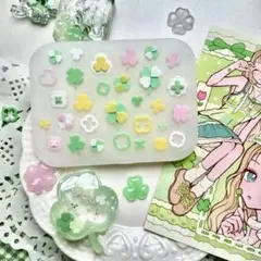 シリコンモールド　葉っぱ　四葉　三つ葉　デコレーション　レンジ　装飾　トレカ