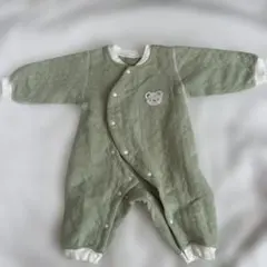 ミントグリーン クマ刺繍ロンパース