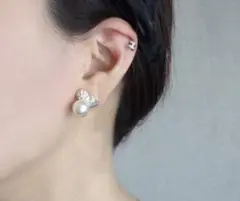 ピアス　パール　ビジュー　パヴェ