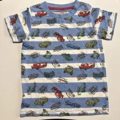 クラシックカー柄 半袖Tシャツ ブルー ボーダーのサムネイル