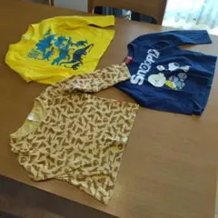 スヌーピーとチャーリー•ブラウン•狐柄•恐竜長袖カットソー 110 3枚セット