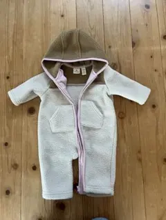 フード付きボアロンパース アイボリー・ブラウン