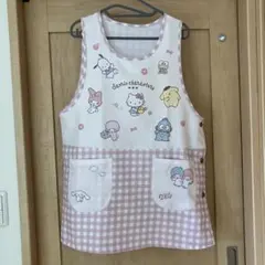 Sanrio Characters エプロン M-Lピンク チェック 保育士のサムネイル
