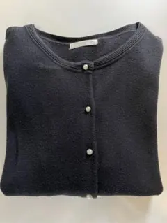 ViS 黒 長袖 カーディガン パールボタン