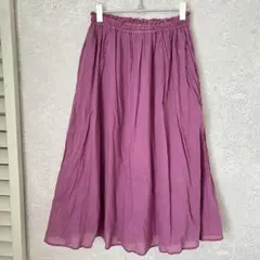 【LOWRYS FARM】フレアロングスカート　F　ピンク　綿100