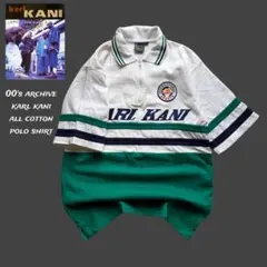 00s archive KARL KANI レトロ切り替え 刺繍 コットンポロ