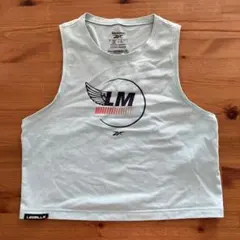 Reebok リーボック☆レスミルズロゴクロップド丈タンクトップ☆ブルー