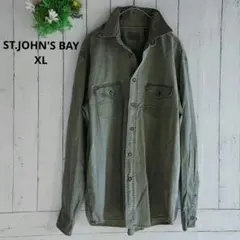【セント・ジョンズベイ】XLラージグランデ オリーブグリーン 長袖コットンシャツ