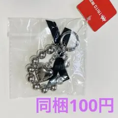 TAITO限定 スパークルシルバーキーチェーン　ハート 黒リボン　新品未使用