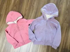 GAP ロゴ裏ボアパーカー　ピンク、紫2枚セット