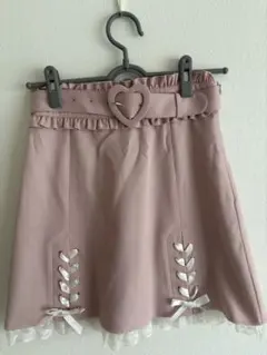 台形スカート ピンク ハートバックル Secrethoney