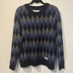 【希少/美品】 ワコマリア　アーガイル　ニット　総柄　M　モヘヤ 希少/美品】 ワコマリアアーガイルニット総柄Mモヘヤ