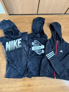 NIKEパーカー２枚アディダスアウターのセット　130 adidas 黒