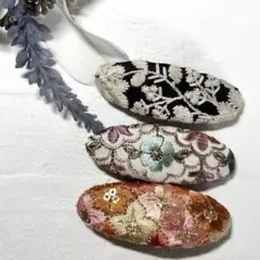 ハンドメイド インド刺繍リボン パッチンピン 3点セット