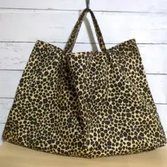 ヒョウ柄(濃べージュ)　ハンドメイド　エコバッグ