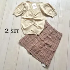 新品 VIVID LADY ニット NICE CLAUP チェック柄スカパン