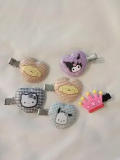 サンリオ　ヘアピン　セット　キティ　クロミ　プリン　ポチャッコ　セブンイレブン