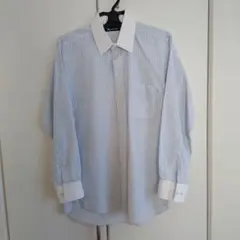 Aquascutum 青ストライプ 長袖ビジネスシャツ