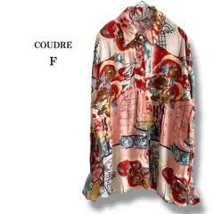 【COUDRE】ヴィンテージ風アートプリントシャツ　派手　柄シャツ　総柄　暖色のサムネイル