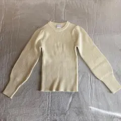【チャオパニックティピー】クリーム色 長袖ニット リブ編み　丸ネック