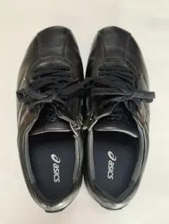 ↓最終値下げメンズアシックスレザースニーカー黒18000円24cm 超美品！