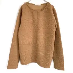 ショコラフィネローブ【F】プルオーバー　クルーネック　長袖　茶色系　模様　総柄