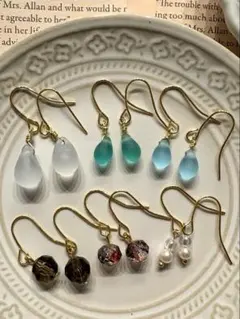 ☆ハンドメイドピアス☆ピアス☆6点セット☆ドロップビーズ☆在庫処分セール