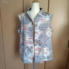 幾何学模様 ノーカラーベスト