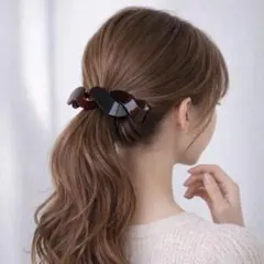 バレッタ　べっ甲風　ブラウン　まとめ髪　ヘアアクセサリー　高見え　シンプル　上品