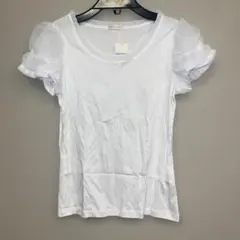 新品　レストローズ　白　襟　シフォンパフ袖　カットソーのサムネイル
