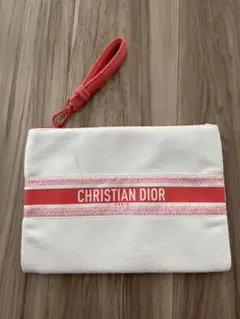 DIOR ディオール ノベルティ タオル地 ポーチ　オレンジ