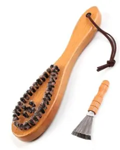 毛玉取り お手入れブラシ 天然木 天然豚毛使用　専用クリーナー付き